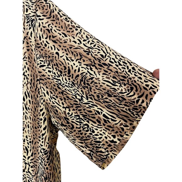 Voir Animal Print Top M Brown Retro Safari Classic Resort Chic Exotic Jungle - Picture 8 of 11